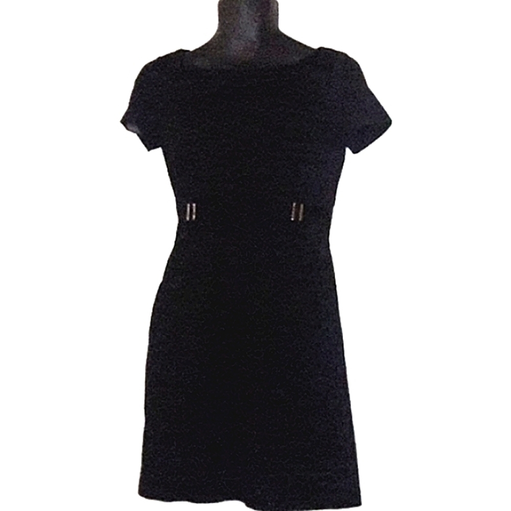 WHITE HOUSE BLACK MARKET Black Ponte Knit Stretch Dress, 0 - Picture 3 of 6
